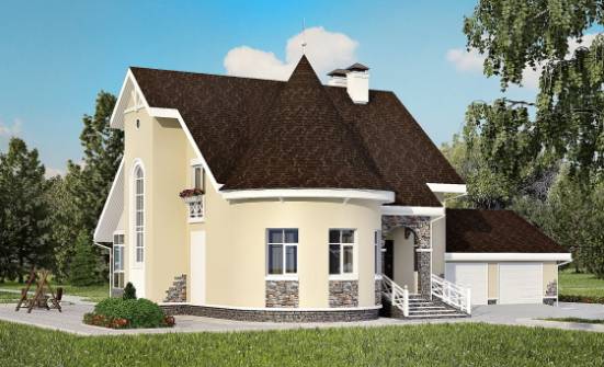 275-001-Л Проект двухэтажного дома с мансардой и гаражом, классический коттедж из кирпича, Темрюк