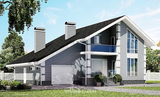 190-006-Л Проект двухэтажного дома мансардой, гараж, просторный загородный дом из арболита, Темрюк