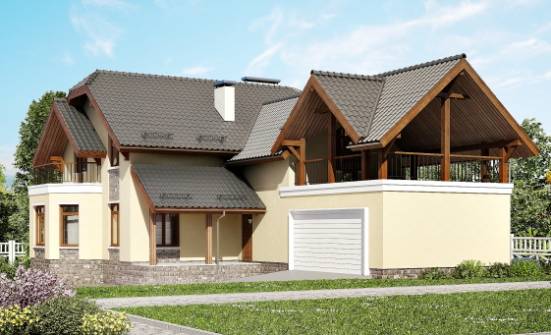 255-003-П Проект трехэтажного дома с мансардой и гаражом, современный домик из бризолита, Темрюк
