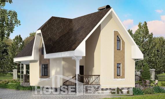 125-001-Л Проект двухэтажного дома мансардой, компактный дом из теплоблока Темрюк, House Expert