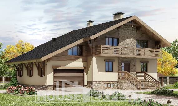 420-001-Л Проект трехэтажного дома с мансардой, гараж, красивый загородный дом из кирпича, Темрюк