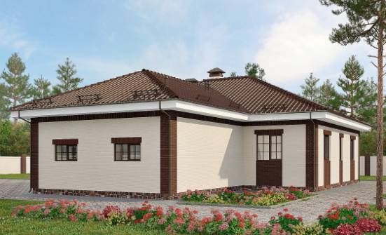 160-015-П Проект одноэтажного дома, гараж, компактный загородный дом из пеноблока Темрюк | Проекты одноэтажных домов от House Expert