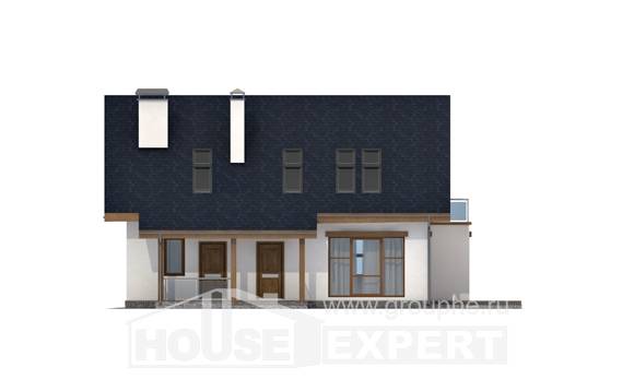 155-012-П Проект двухэтажного дома мансардный этаж, бюджетный домик из поризованных блоков, Темрюк