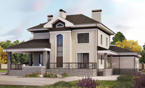 365-001-Л Проект трехэтажного дома и гаражом, красивый загородный дом из кирпича Темрюк | Проекты домов от House Expert