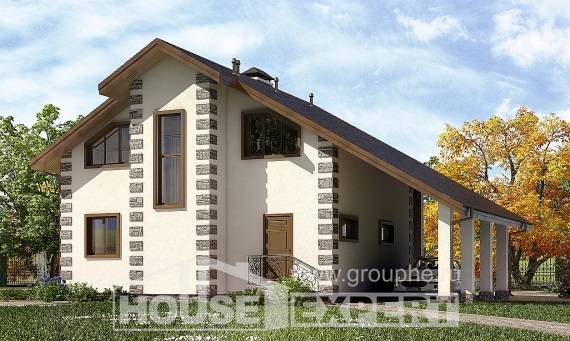 150-003-Л Проект двухэтажного дома мансардой и гаражом, доступный домик из бревен, Темрюк