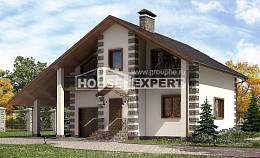 150-003-Л Проект двухэтажного дома мансардой, гараж, бюджетный домик из дерева, Темрюк