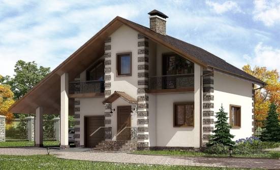 150-003-Л Проект двухэтажного дома с мансардой и гаражом, недорогой коттедж из бревен, Темрюк
