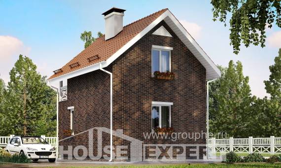 045-001-Л Проект двухэтажного дома мансардный этаж, эконом домик из газосиликатных блоков Темрюк, House Expert
