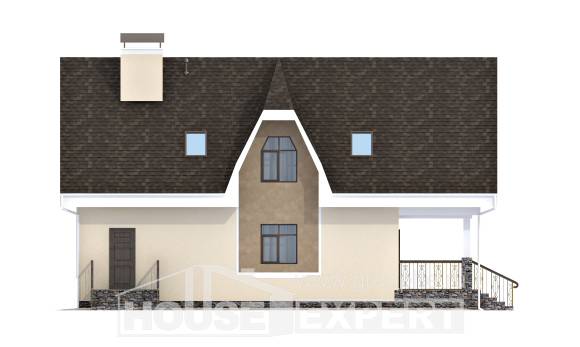 125-001-Л Проект двухэтажного дома с мансардным этажом, компактный домик из бризолита Темрюк, House Expert