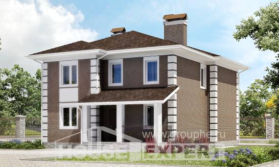 185-002-П Проект двухэтажного дома, бюджетный домик из блока Темрюк, House Expert