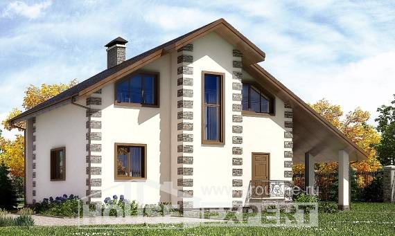 150-003-Л Проект двухэтажного дома мансардой, гараж, бюджетный дом из дерева, Темрюк