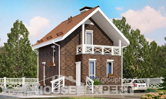 045-001-Л Проект двухэтажного дома с мансардным этажом, уютный коттедж из пеноблока Темрюк, House Expert