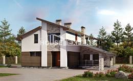 200-010-П Проект двухэтажного дома с мансардой и гаражом, средний домик из поризованных блоков, Темрюк