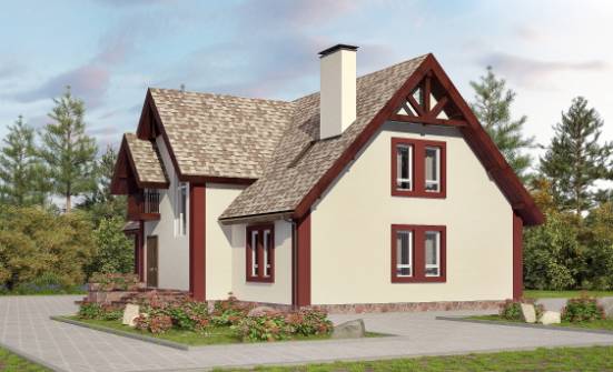 300-008-Л Проект двухэтажного дома с мансардой, гараж, большой загородный дом из пеноблока, Темрюк