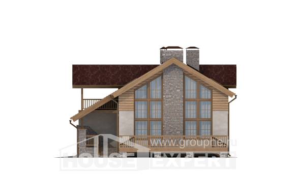 165-002-П Проект двухэтажного дома с мансардным этажом и гаражом, недорогой коттедж из керамзитобетонных блоков Темрюк, House Expert