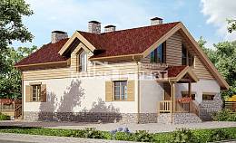 165-002-П Проект двухэтажного дома с мансардой и гаражом, бюджетный коттедж из блока Темрюк, House Expert