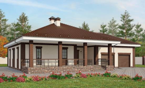 160-015-П Проект одноэтажного дома, гараж, компактный загородный дом из пеноблока Темрюк | Проекты домов от House Expert