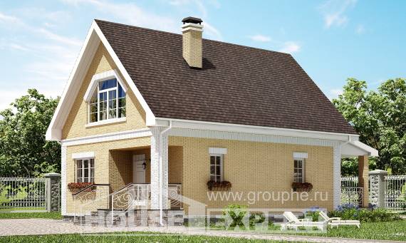 130-004-П Проект двухэтажного дома мансардой, простой домик из газосиликатных блоков Темрюк, House Expert