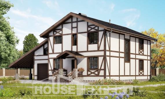 250-002-Л Проект двухэтажного дома с мансардным этажом, гараж, уютный загородный дом из кирпича Темрюк, House Expert