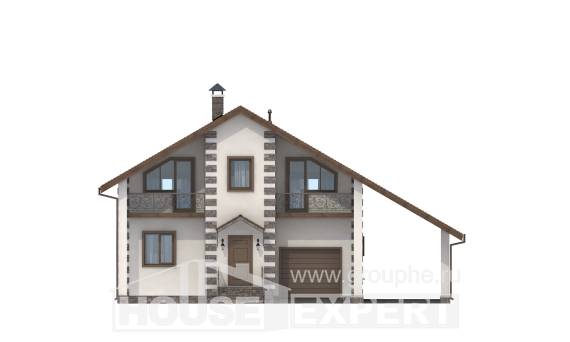 150-003-Л Проект двухэтажного дома с мансардным этажом, гараж, недорогой коттедж из дерева, Темрюк