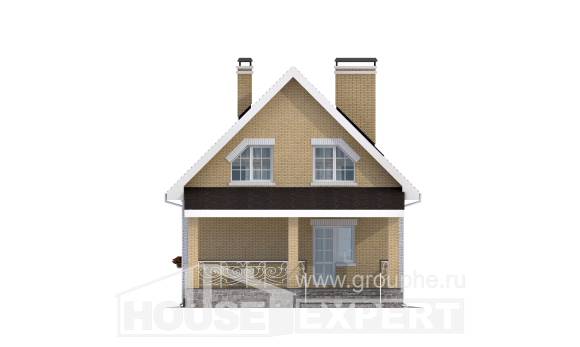130-004-П Проект двухэтажного дома мансардный этаж, простой домик из керамзитобетонных блоков, Темрюк