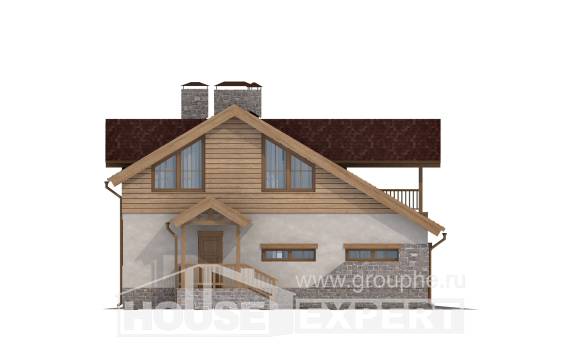 165-002-П Проект двухэтажного дома мансардный этаж, гараж, классический дом из арболита Темрюк, House Expert