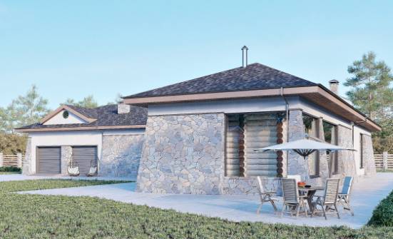 280-004-Л Проект одноэтажного дома и гаражом, огромный загородный дом из блока Темрюк | Проекты домов от House Expert