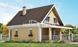 130-004-П Проект двухэтажного дома мансардой, недорогой коттедж из бризолита Темрюк, House Expert